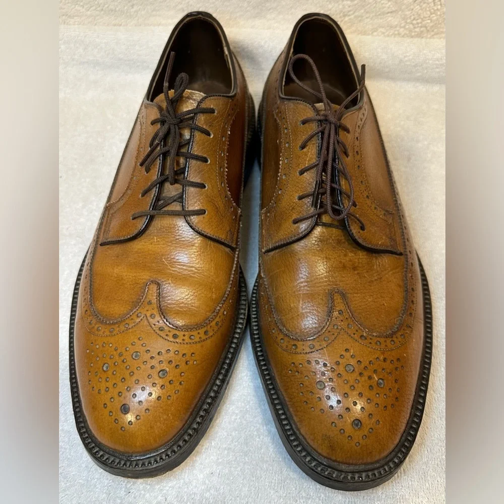 Stacy-Adams men’s oxford dress shoes leather pattern trim‎ detail Size 9 USA